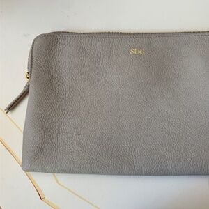 Mark & Graham Italy Leather Camel SOHO ZIPPER POUCH Handbag mono HDD #M2